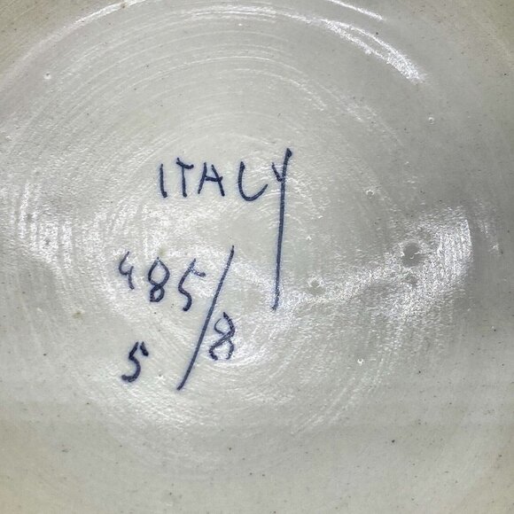 Vtg White Straw Hat Ceramic Green Bow Decor Ring Ashtray Vanity 9.5" Italy 485/8 - Picture 4 of 8